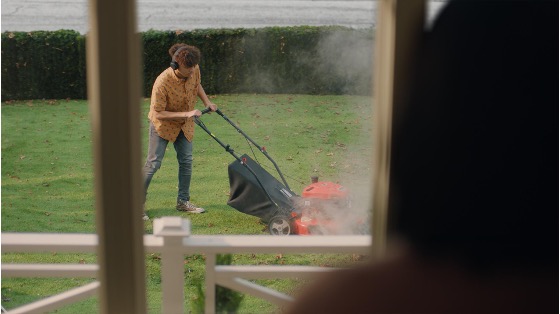 Person cutting the grass