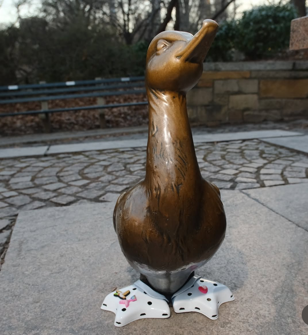 Duck statue with Crocs