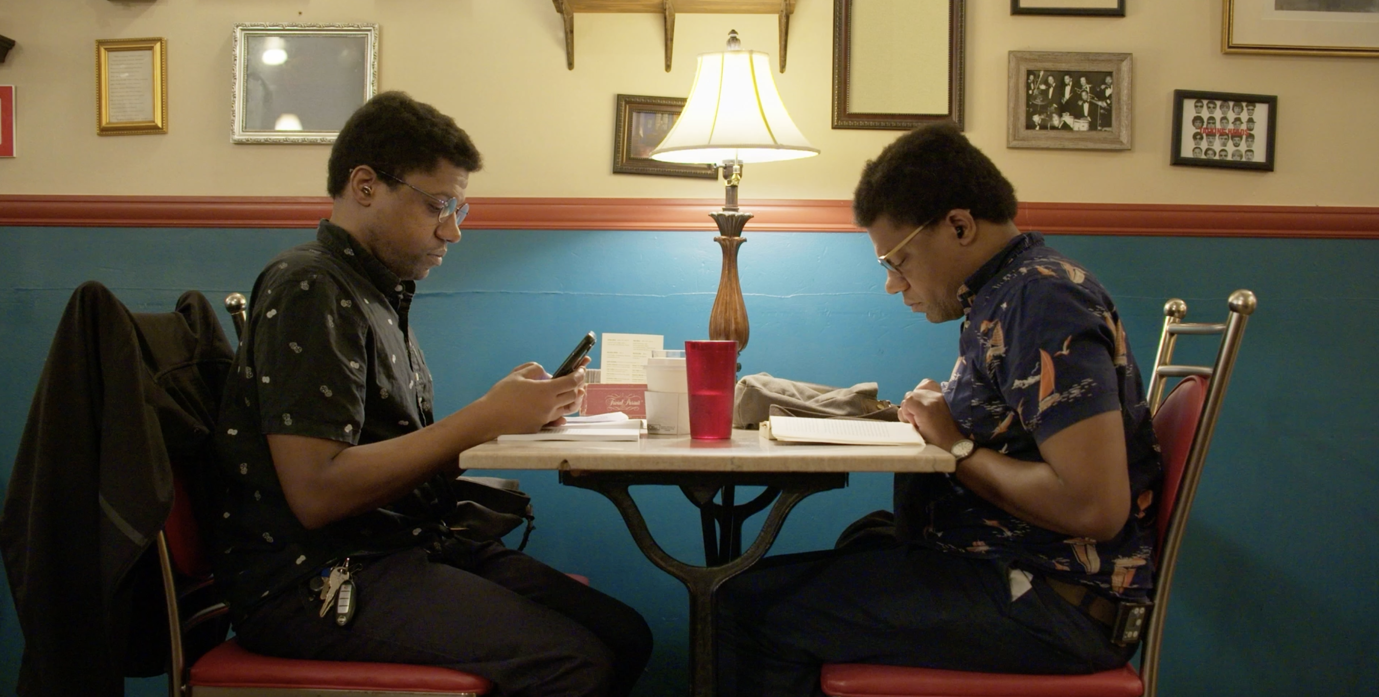 men sitting at table
