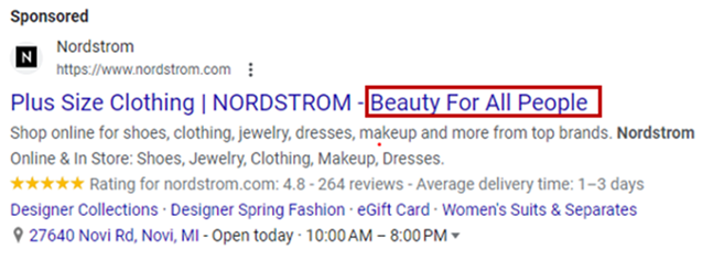 Nordstrom search engine results