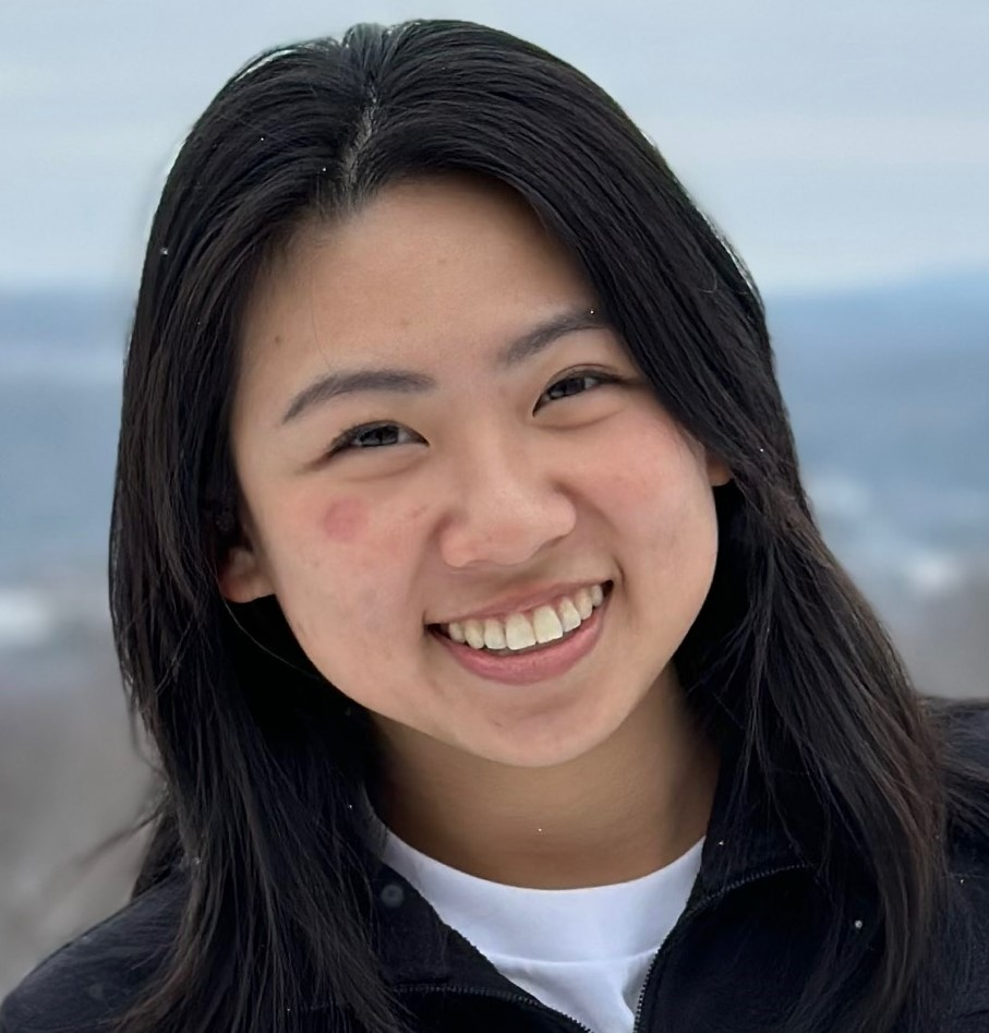 Picture of young woman with snowy background