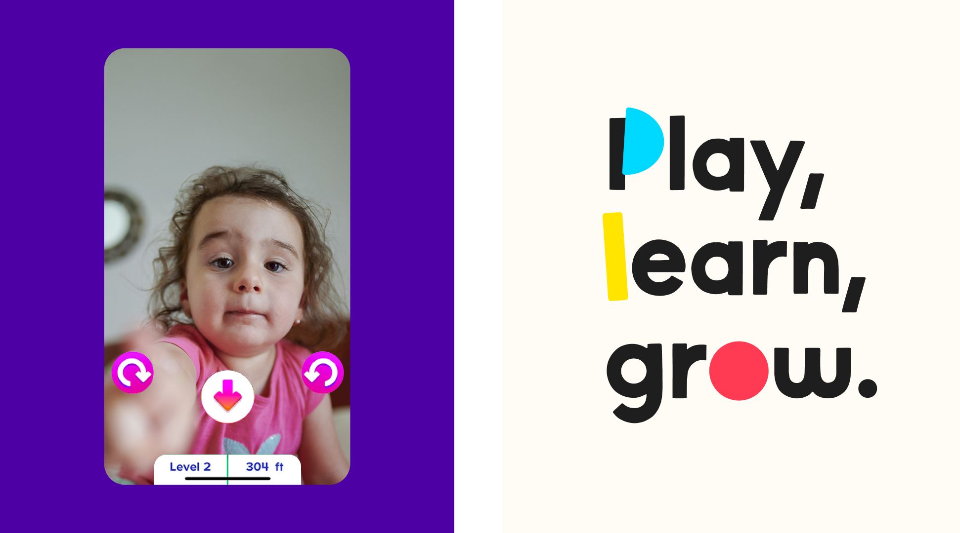 Toddler on screen, Play Learn Grow,